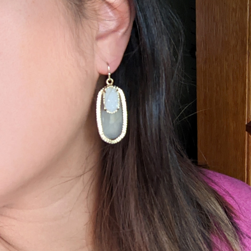Kendra Scott Dayton Slate Iridescent Drusy Gold earrings